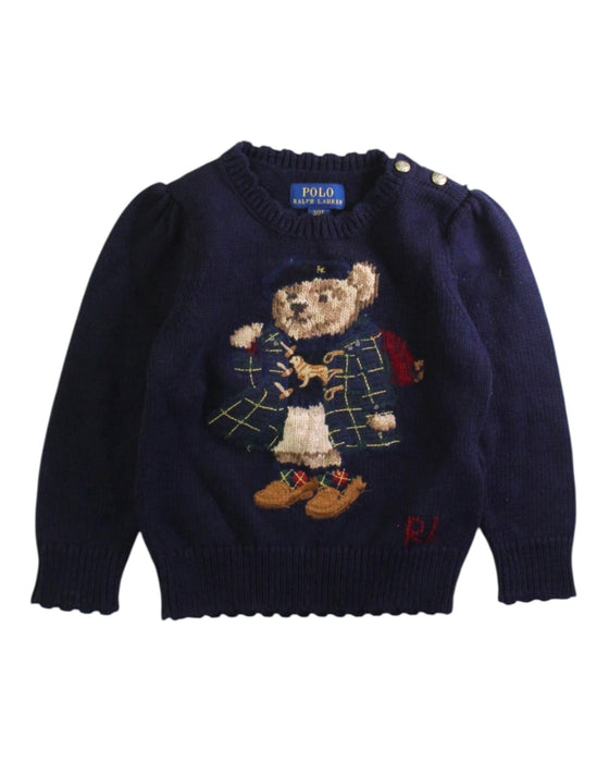A Navy Knit Sweaters from Polo Ralph Lauren in size 2T for girl. (Front View)