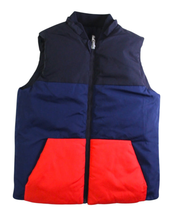 A Navy Outerwear Vests from Jacadi in size 6T for boy. (Front View)