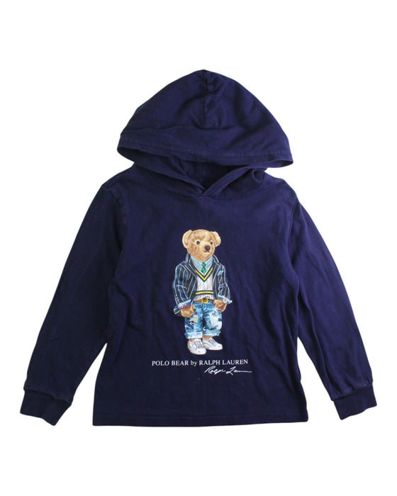 A Blue Hooded Sweatshirts from Polo Ralph Lauren in size 5T for boy. (Front View)