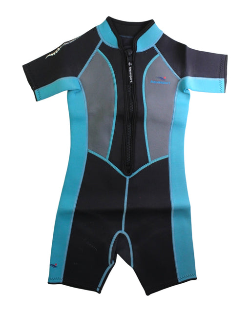 A Black Wetsuits from Aquasport in size 8Y for neutral. (Front View)
