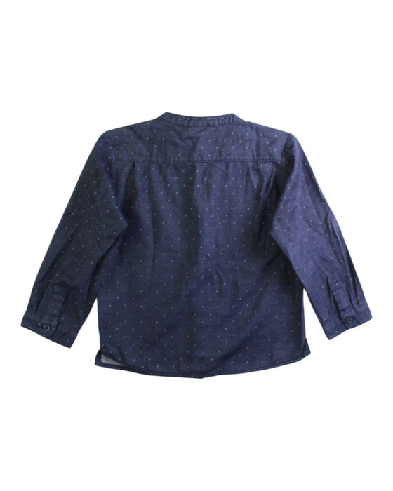 A Blue Long Sleeve Shirts from Mori in size 3T for boy. (Back View)