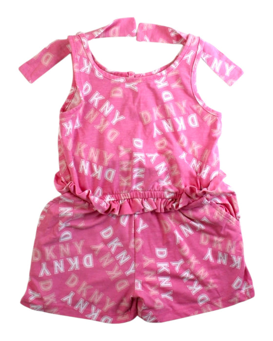 A Pink Sleeveless Rompers from DKNY in size 4T for girl. (Front View)