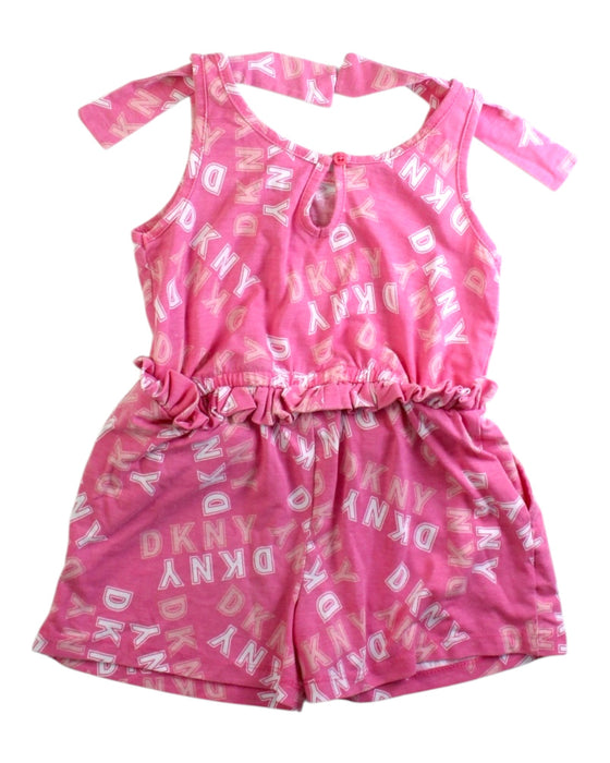 A Pink Sleeveless Rompers from DKNY in size 4T for girl. (Back View)