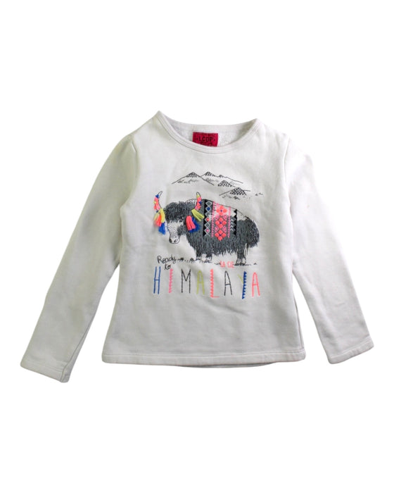 A White Long Sleeve Tops from La Compagnie des Petits in size 4T for girl. (Front View)