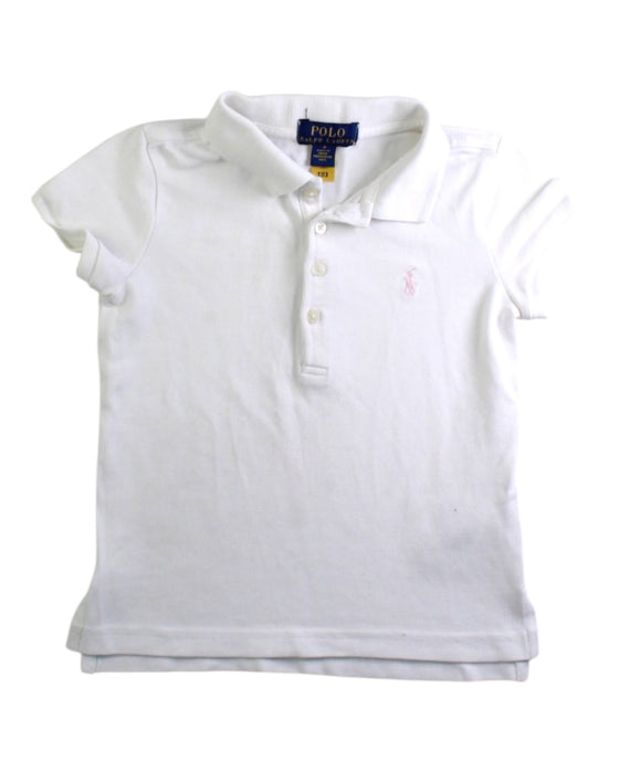 A White Short Sleeve Polos from Polo Ralph Lauren in size 4T for girl. (Front View)