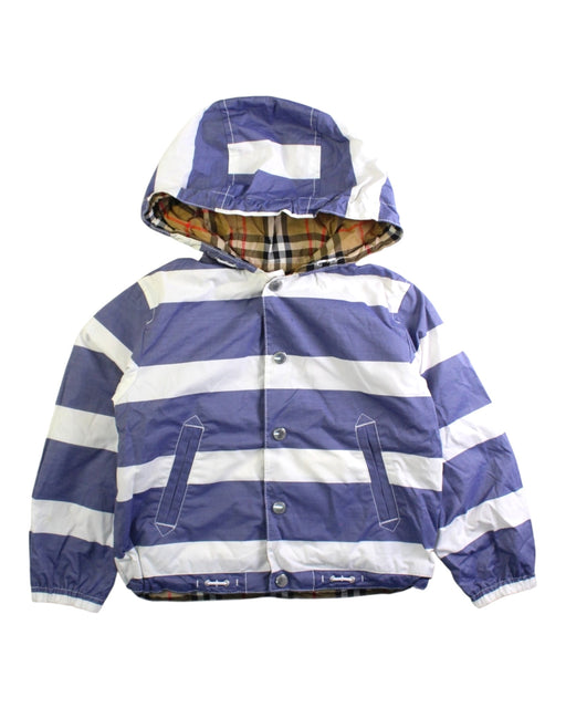 A Blue Puffer/Quilted Jackets from Burberry in size 4T for boy. (Front View)