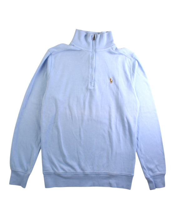 A Blue Zippered Sweatshirts from Polo Ralph Lauren in size 10Y for boy. (Front View)