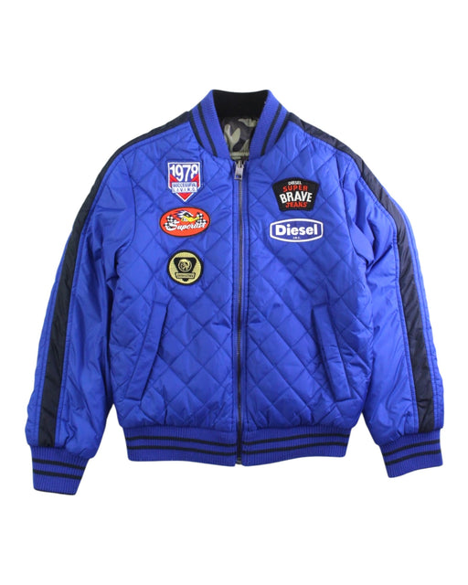 A Blue Puffer/Quilted Jackets from Diesel in size 8Y for boy. (Front View)