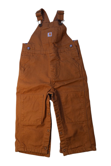 A Brown Long Overalls from Carhartt in size 2T for boy. (Front View)