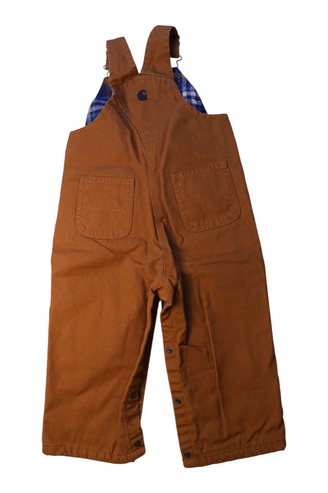 A Brown Long Overalls from Carhartt in size 2T for boy. (Back View)