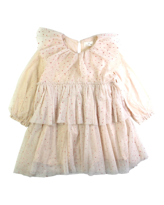 A Ivory Long Sleeve Dresses from Konges Sløjd in size 4T for girl. (Front View)