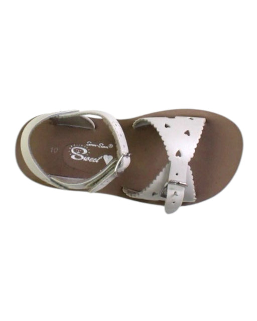 A White Sandals from Sun-San in size 4T for girl. (Front View)