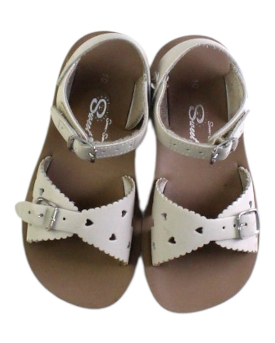 A White Sandals from Sun-San in size 4T for girl. (Back View)