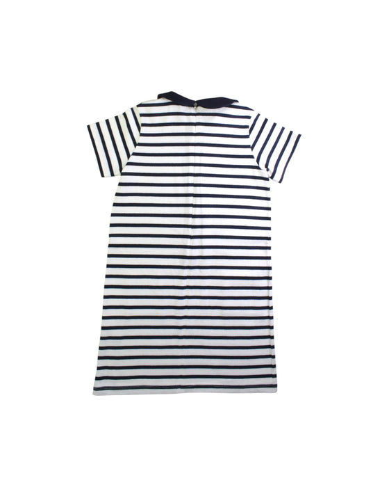 A Navy Short Sleeve Dresses from Petit Bateau in size 8Y for girl. (Back View)