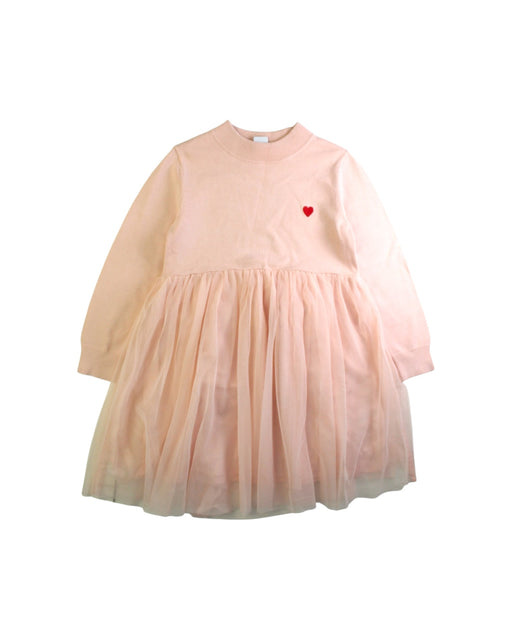 A Pink Long Sleeve Dresses from Petit Bateau in size 5T for girl. (Front View)