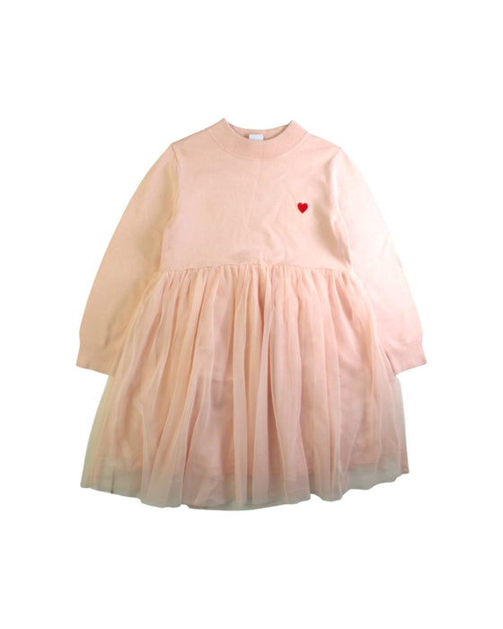 A Pink Long Sleeve Dresses from Petit Bateau in size 5T for girl. (Front View)