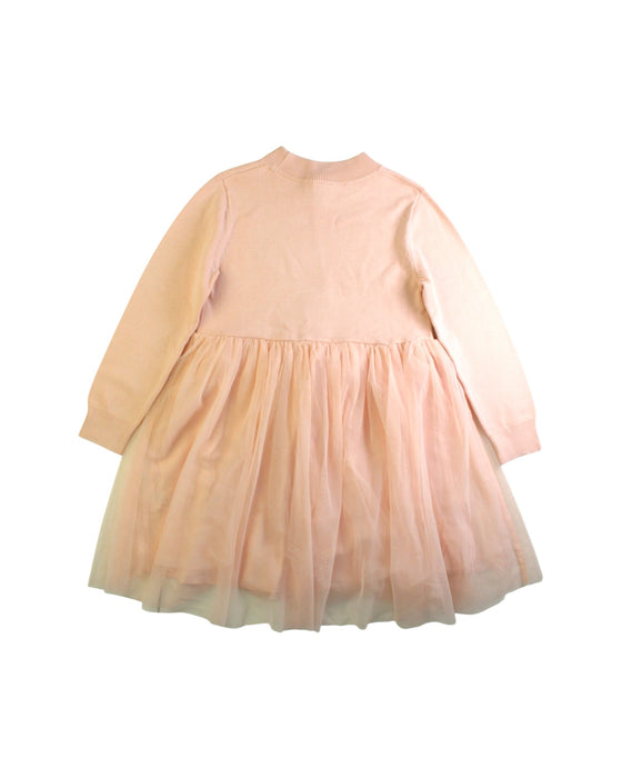 A Pink Long Sleeve Dresses from Petit Bateau in size 5T for girl. (Back View)