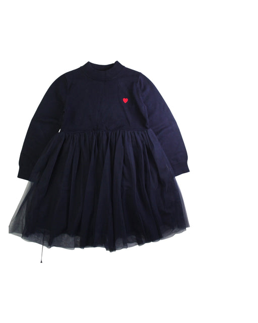 A Navy Long Sleeve Dresses from Petit Bateau in size 7Y for girl. (Front View)