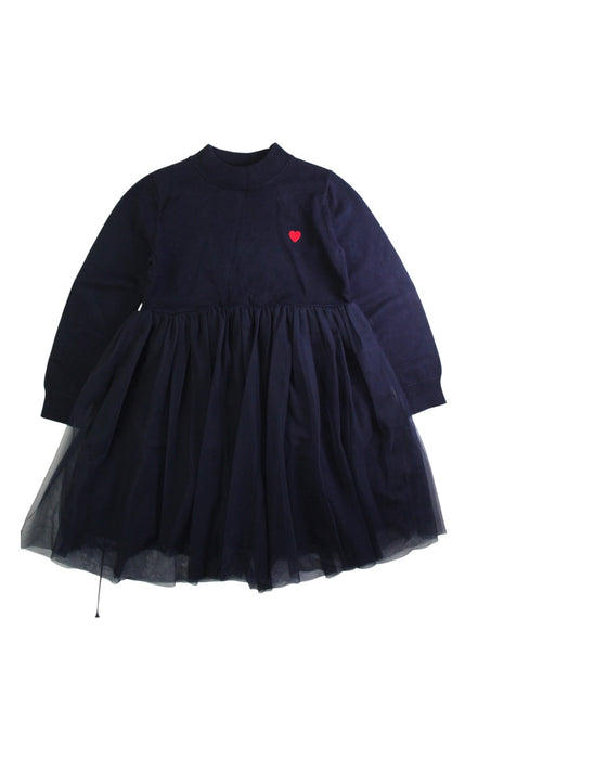 A Navy Long Sleeve Dresses from Petit Bateau in size 7Y for girl. (Front View)