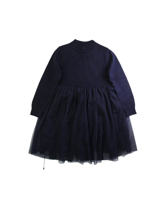 A Navy Long Sleeve Dresses from Petit Bateau in size 7Y for girl. (Back View)
