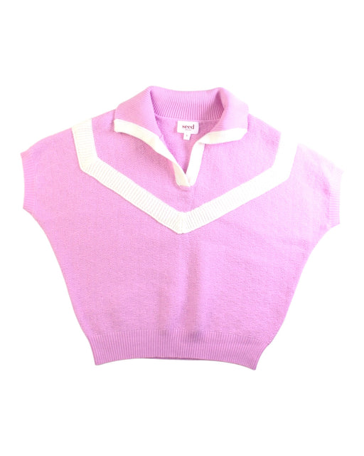 A Pink Sweater Vests from Seed in size 6T for girl. (Front View)