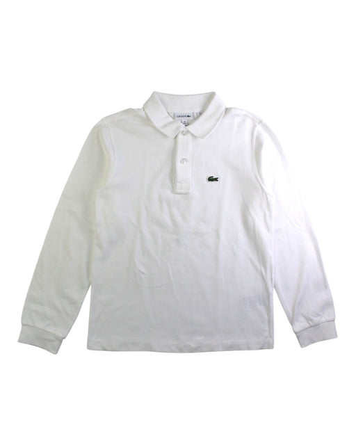 A White Long Sleeve Polos from Lacoste in size 10Y for boy. (Front View)