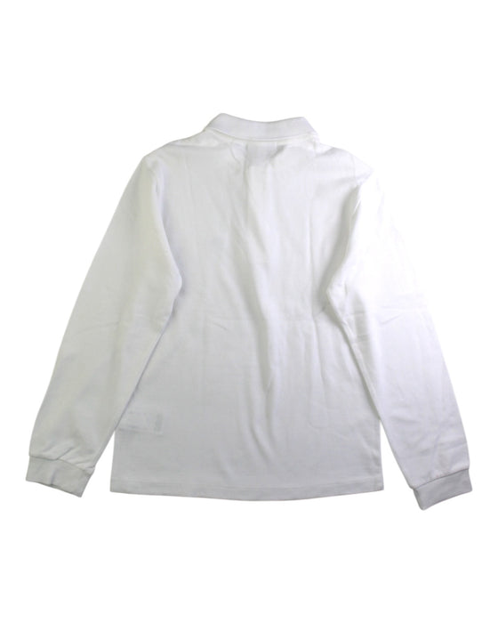 A White Long Sleeve Polos from Lacoste in size 10Y for boy. (Back View)