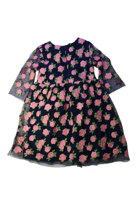 A Navy Long Sleeve Dresses from Charabia in size 6T for girl. (Back View)