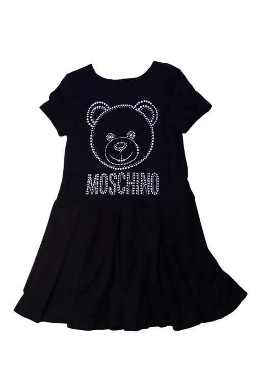A Black Short Sleeve Dresses from Moschino in size 5T for girl. (Front View)