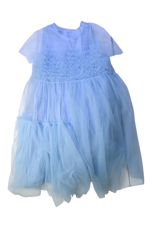 A Blue Short Sleeve Dresses from Il Gufo in size 6T for girl. (Front View)