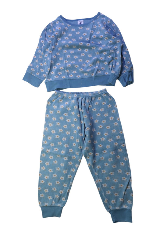 A Blue Pyjama Sets from Petit Bateau in size 3T for girl. (Front View)