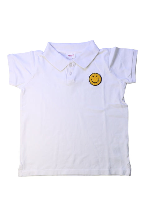 A White Short Sleeve Polos from Seed in size 6T for boy. (Front View)