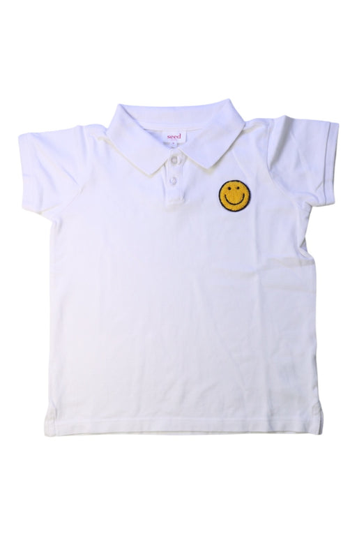 A White Short Sleeve Polos from Seed in size 6T for boy. (Front View)