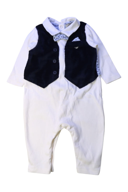 A White Long Sleeve Rompers from Armani in size 3-6M for boy. (Front View)