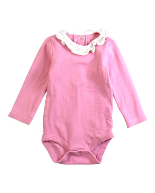 A Pink Long Sleeve Bodysuits from Boden in size 6-12M for girl. (Front View)