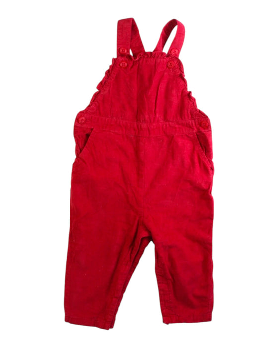 A Red Long Overalls from The Little White Company in size 6-12M for girl. (Front View)