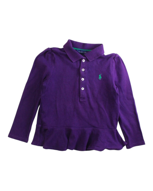 A Purple Long Sleeve Polos from Ralph Lauren in size 4T for girl. (Front View)