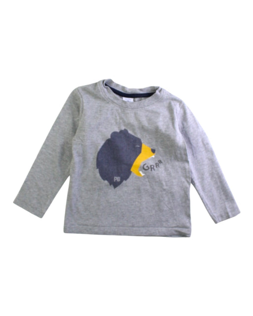 A Grey Long Sleeve T Shirts from Petit Bateau in size 3T for boy. (Front View)