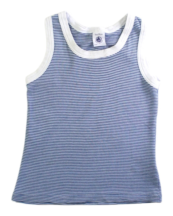 A Blue Sleeveless T Shirts from Petit Bateau in size 3T for boy. (Front View)