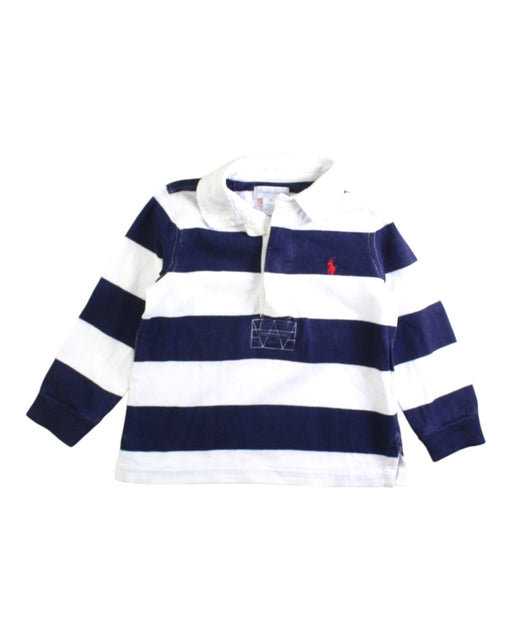 A Navy Long Sleeve Polos from Ralph Lauren in size 12-18M for boy. (Front View)
