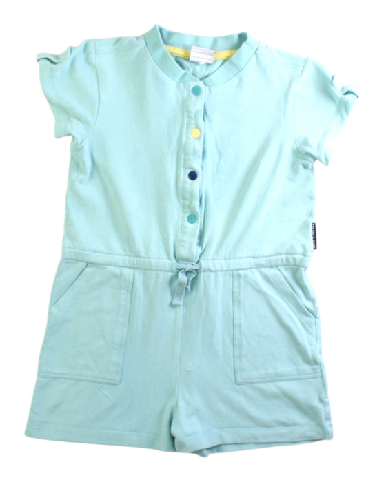 A Blue Short Sleeve Rompers from Polarn O. Pyret in size 3T for girl. (Front View)