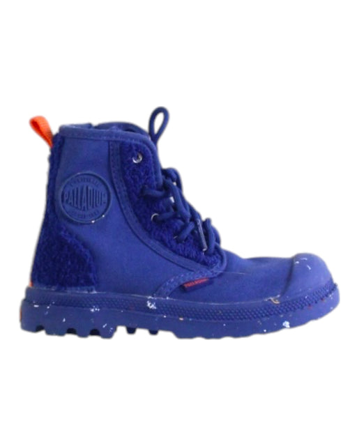 A Blue Casual Boots from Palladium in size 4T for boy. (Front View)