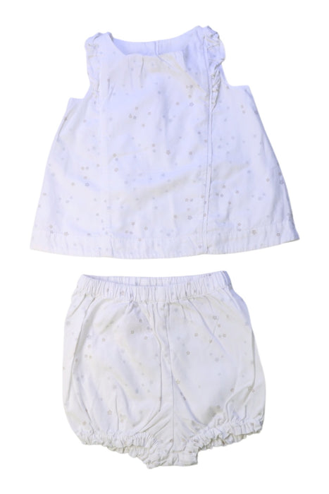 A White Shorts Sets from The Little White Company in size 3-6M for girl. (Front View)