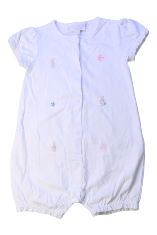 A White Short Sleeve Rompers from The Little White Company in size 6-12M for girl. (Front View)