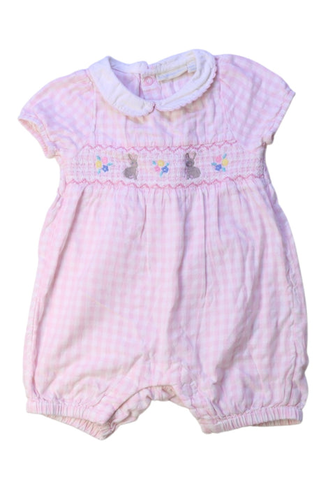 A Pink Short Sleeve Rompers from Jojo Maman Bébé in size 3-6M for girl. (Front View)