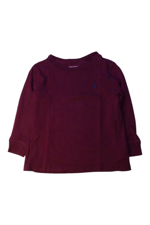 A Burgundy Long Sleeve T Shirts from Ralph Lauren in size 2T for boy. (Front View)
