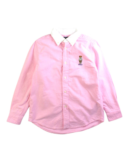 A Pink Long Sleeve Shirts from Polo Ralph Lauren in size 7Y for boy. (Front View)