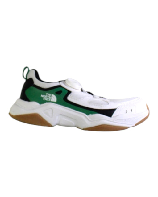 A White Sneakers from The North Face in size 7Y for boy. (Front View)