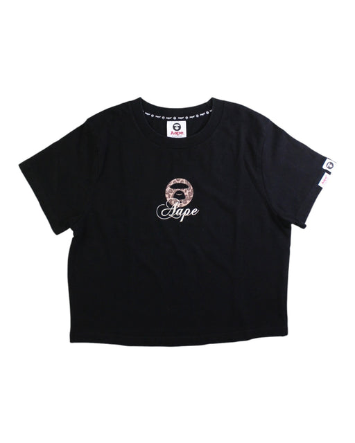 A Black Short Sleeve T Shirts from AAPE by A Bathing Ape in size 14Y for girl. (Front View)