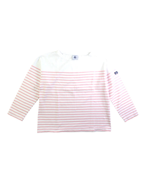 A Pink Long Sleeve T Shirts from Petit Bateau in size 6T for girl. (Front View)